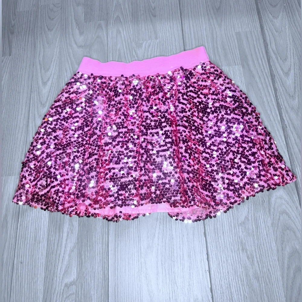 JUSTICE Girls Pink Sequin Sparkly Skort